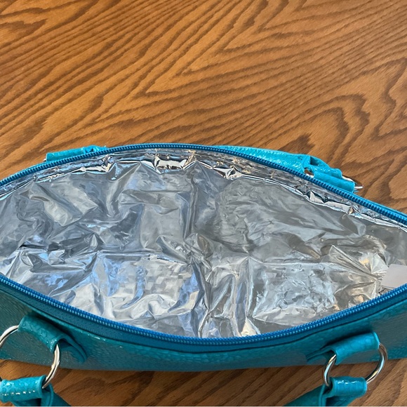 Primewear Blue Turquoise Serpentes Insulated Single Wine Bottle Tote - Picture 8 of 10